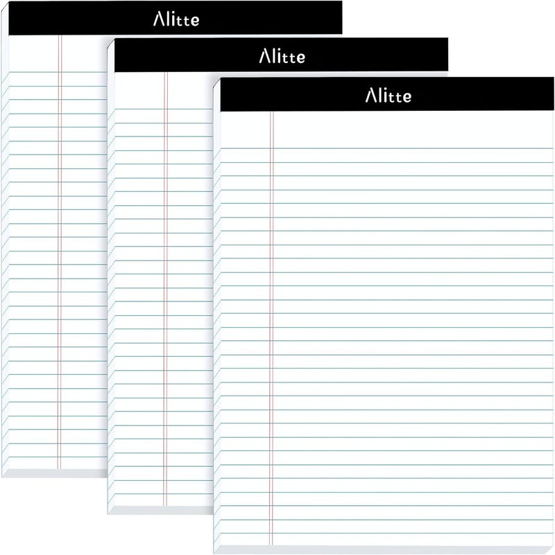 Alitte Legal Notepads 8.5 x 11, Pack of 3 - Perforated Wide Ruled Writing Pad - Premium Thick Paper, No Ink Bleeding - Blank Legal Pads For Home, Office, School, Business - 50 Sheets Per Notebook - Image 1